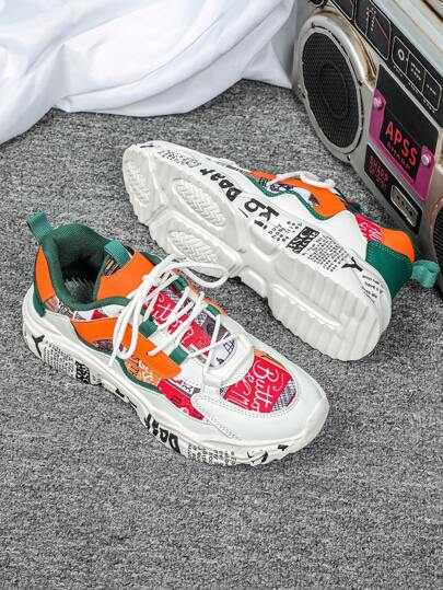 أحذية رياضية كاجوال ذات طابع رياضي، مريحة وقابلة للتنفس للربيع/الصيف. بطبعة بيضاء مع لون برتقالي حيوي، أحذية منصة ضخمة متعددة الاستخدامات للرجال والنساء. أزياء راجعة في الزمن للحفلات والمهرجانات. أحذية رياضية منخفضة القمة قوية ومشتتة للصدمات للرجال