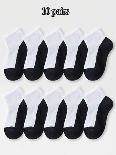 10 أزواج من جوارب الكاحل للربيع والصيف، جوارب شبكية، جوارب قصيرة، جوارب رياضية، جوارب طلابية، عادية، بتصميم ألوان مختلطة للأولاد والبنات بعمر من سنة إلى 16 سنة