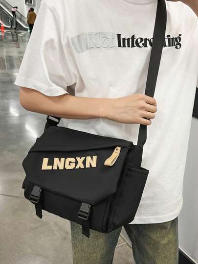 حقيبة رسول/كتف ذات تصميم عصري وشامل مع سعة كبيرة، حقيبة مدرسة/عمل، حقيبة كاجوال كورية الطراز