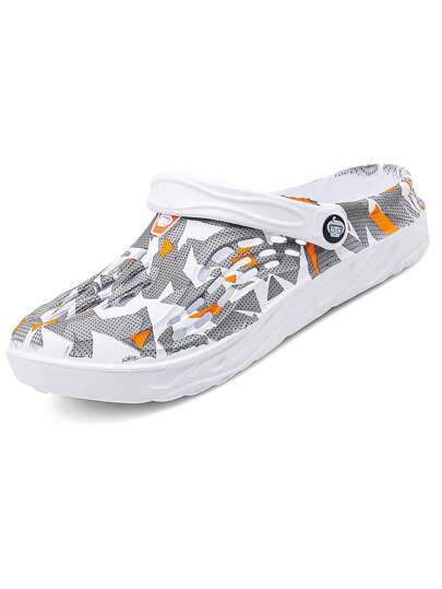 زوج من الأحذية الرياضية الصيفية الرجالية الأصلية ذات الطابع الرياضي الكاجوال للشاطئ والخارج ، مقاومة للانزلاق ذات منصة سميكة رياضية من خامة الإيفا ، صنادل رجالية (بطباعة غير متماثلة)