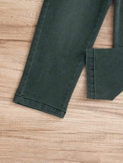 بنطلون ستان طويل للأولاد خصر مرن، من الدنيم الكاجوال المغسول، مناسب للخارج والحفلات وجميع الفصول