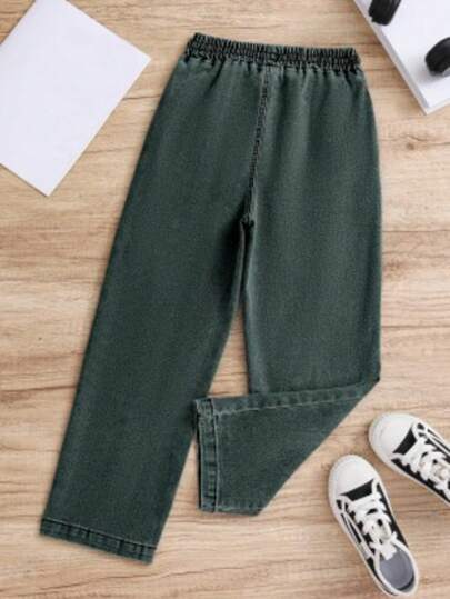 بنطلون ستان طويل للأولاد خصر مرن، من الدنيم الكاجوال المغسول، مناسب للخارج والحفلات وجميع الفصول