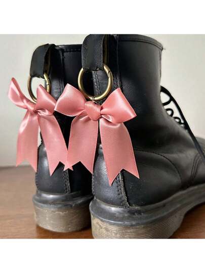 مجموعة من خرزات الحذاء المطرزة عقدة الفراشة الساتان مع تفاصيل سبائك الزنك المجدولة لديكور الأحذية - اكسسوار ريباط أنيق للأحذية