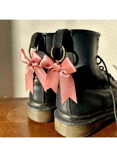 مجموعة من خرزات الحذاء المطرزة عقدة الفراشة الساتان مع تفاصيل سبائك الزنك المجدولة لديكور الأحذية - اكسسوار ريباط أنيق للأحذية