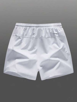 شورتات رياضية كاجوال بيضاء للرجال ، شورتات صيفية متعددة الاستخدام مع خصر بحبل سحاب وجيوب ، طول متوسط الفخذ