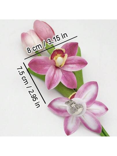 مجموعة مكونة من 2 قطعة من الزخارف قابلة للإزالة بتصميم جديد لأحذية السيدات، زهرة الأوركيد المقلدة من الجلد الاصطناعي عالي الجودة، قطعة زخرفية من البوليستر مناسبة لأحذية ذات كعب عالي والأحذية المسطحة والصنادل