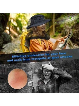 قبعة بشباك ناموس خفيفة الوزن، مناسبة للتنزه والتسلق الخارجي - تصميم شبكي قابل للتنفس، قابلة للطي وتركيبها على الرأس، مناسبة للصيد والتخييم والاستكشاف الجبلي، اكسسوارات المشي