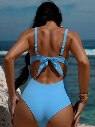 مايوه حريمي قطعة واحدة Swim SXY بدلة سباحة للنساء موديل جديد 2025، مشكل بكأس مرفوعة، طباعة زهرية، حلقة رقبة، ظهر مفتوح ومزودة بفيونكة، للشاطئ والإجازات