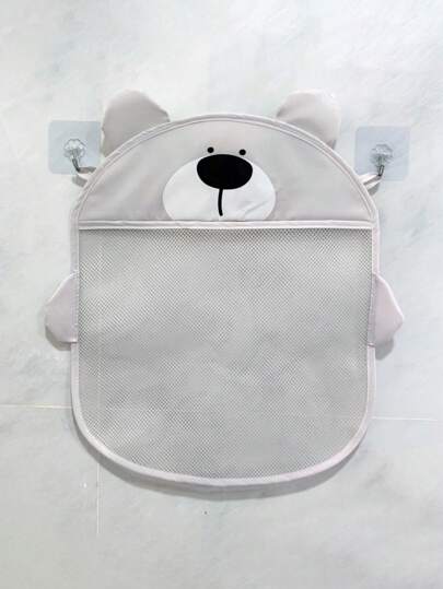 قطعة واحدة حقيبة تخزين شبكية كبيرة للحمام، حقيبة تخزين لعب الاستحمام والمياه الجميلة، حقيبة شبكية معلقة بكوب شفّاط، بشكل بطريق وحمار وثب