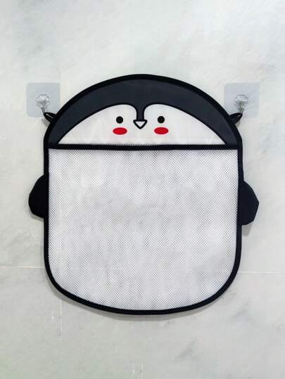 قطعة واحدة حقيبة تخزين شبكية كبيرة للحمام، حقيبة تخزين لعب الاستحمام والمياه الجميلة، حقيبة شبكية معلقة بكوب شفّاط، بشكل بطريق وحمار وثب