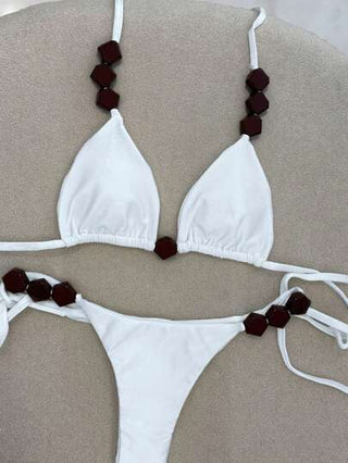 Swim Vcay مجموعة ساحرة من قطعتين بيكيني للنساء مكونة من ملابس علوية قصير ظهر مكشوف مع ربطة عنق وقصير لوني، موديل صيفي جديد