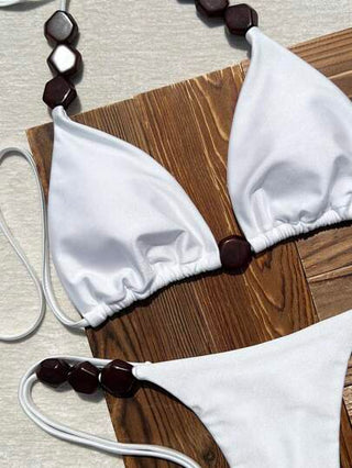 Swim Vcay مجموعة ساحرة من قطعتين بيكيني للنساء مكونة من ملابس علوية قصير ظهر مكشوف مع ربطة عنق وقصير لوني، موديل صيفي جديد