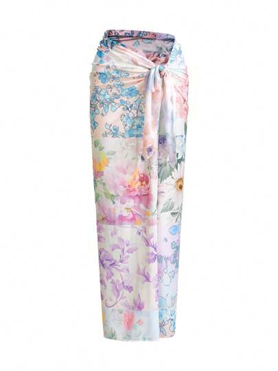 Swim Mulvari قطعتان من ملابس السباحة النسائية الرائعة ذات التصميم المزخرف بالزهور وحجر الراين، للاستخدام الكاجوال في الربيع والصيف لحفلات الشاطئ والإقامات