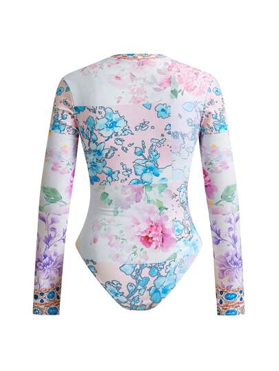 Swim Mulvari قطعتان من ملابس السباحة النسائية الرائعة ذات التصميم المزخرف بالزهور وحجر الراين، للاستخدام الكاجوال في الربيع والصيف لحفلات الشاطئ والإقامات