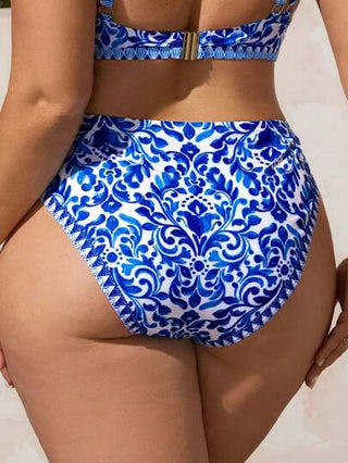 Swim Lushoire سروال نسائي مرتفع الخصر مثلث بطبعة زهور عصرية كاجوال وجريئة لكبار الحجم