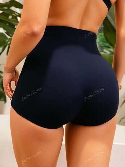 Swim Lushoire بيكيني قاع مرتفع الخصر مجعد لصيف الشاطئ