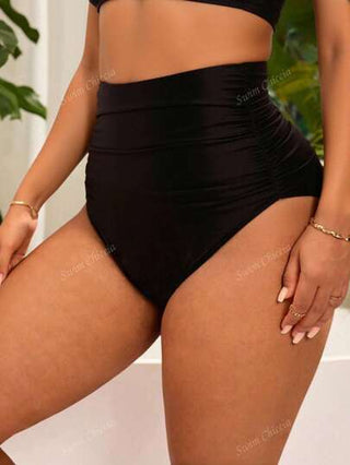Swim Lushoire بيكيني قاع مرتفع الخصر مجعد لصيف الشاطئ
