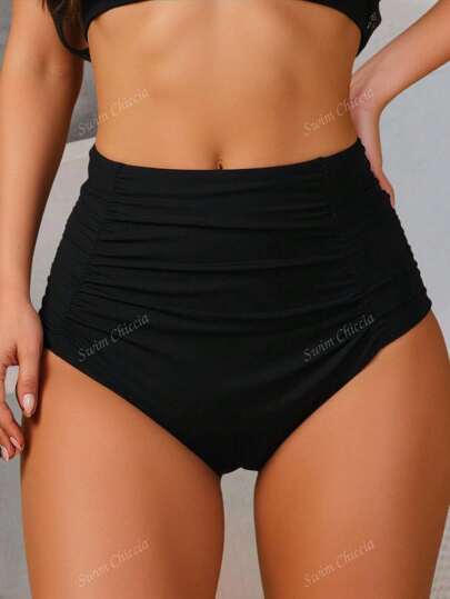 Swim Lushoire بيكيني قاع مرتفع الخصر مجعد لصيف الشاطئ