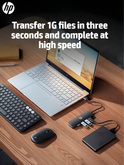 HP محطة إرساء USB مع محول شحن نوع C 2.0 مشارك متوافق مع محول حاسب Apple محطة إرساء شحن PD إسقاط 4K أربعة في واحد (أسود، أبيض، شاي محلى، فضي)