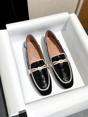 Mengshangli شبشب نسائي كاجوال، بتصميم متين مبرشم بتراكيب قماشية أنيقة، أحذية جلدية مسطحة متعددة الاستخدامات، مناسبة للخارج في جميع الفصول