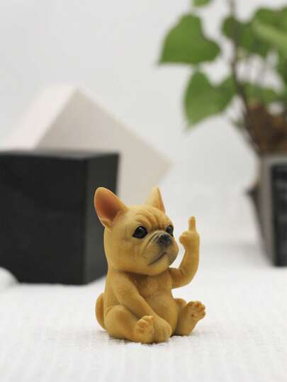 تمثال كلب رزين صغير بوضع الإصبع الأوسط لديكور الطاولة، اكسسوارات حديقة مصغرة، من الحرف الرزينية الإبداعية