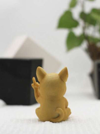 تمثال كلب رزين صغير بوضع الإصبع الأوسط لديكور الطاولة، اكسسوارات حديقة مصغرة، من الحرف الرزينية الإبداعية