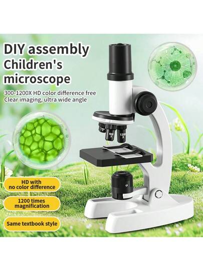منظار المجهر للبالغين والأطفال،قوة تكبير 300-1200 ، منظار مجهري قوي للمدارس والمنزل والتعليم - إضاءة LED قابلة للتعديل - لعبة تعليمية للعلوم - هدية مثالية للأعياد والمناسبات- مناسب للأطفال والفتيان والفتيات والمراهقين والبالغين