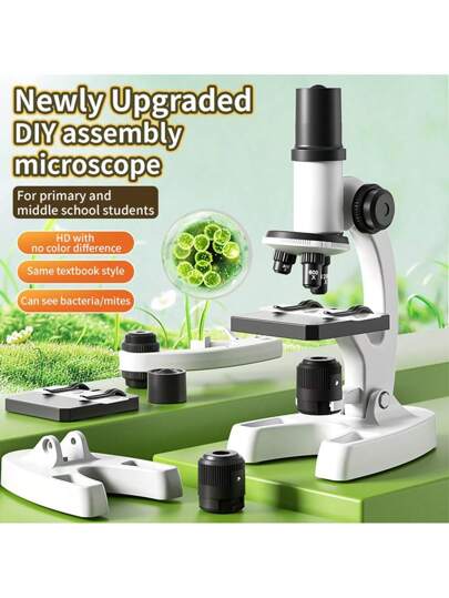 منظار المجهر للبالغين والأطفال،قوة تكبير 300-1200 ، منظار مجهري قوي للمدارس والمنزل والتعليم - إضاءة LED قابلة للتعديل - لعبة تعليمية للعلوم - هدية مثالية للأعياد والمناسبات- مناسب للأطفال والفتيان والفتيات والمراهقين والبالغين