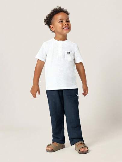 SUMWON سراويل قطنية من قماش المسلين صيفية قابلة للسحب، سراويل كاجوال مريحة للعطلة والاسترخاء، خصر مطاطي ، قياس مرن