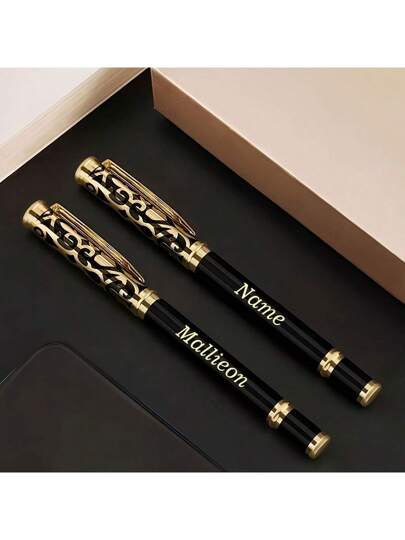 قلم معدني فاخر محفور شخصيًا - تصميم إرجونومي، إغلاق بتدوير، قلم توقيع لأعمال، محفور باسم وعبارة مخصصة - هدية مثالية لصديق، عيد الأب، عيد الحب، عيد الميلاد، عيد المعلم