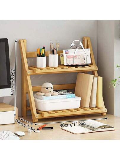 منظم مطبخ قابل للطي من الخيزران - رف تخزين متعدد الاستخدامات مكون من طبقتين لأعلى المنضدة أو خزانة، ديكور منزلي توفير للمساحة