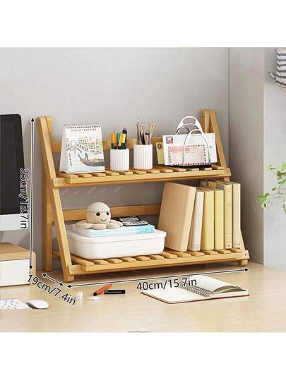 منظم مطبخ قابل للطي من الخيزران - رف تخزين متعدد الاستخدامات مكون من طبقتين لأعلى المنضدة أو خزانة، ديكور منزلي توفير للمساحة