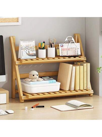 منظم مطبخ قابل للطي من الخيزران - رف تخزين متعدد الاستخدامات مكون من طبقتين لأعلى المنضدة أو خزانة، ديكور منزلي توفير للمساحة