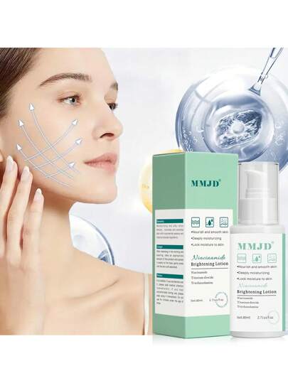 لوشن النياسيناميد 80مل، والذي يرطب ويرطب ويضيء البشرة. هذا المنتج خالٍ من الكحول، خفيف على البشرة، ومناسب لجميع أنواع البشرة، مما يجعله خيارًا مثاليًا للعناية اليومية بالبشرة للنساء.