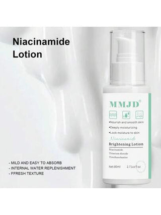 لوشن النياسيناميد 80مل، والذي يرطب ويرطب ويضيء البشرة. هذا المنتج خالٍ من الكحول، خفيف على البشرة، ومناسب لجميع أنواع البشرة، مما يجعله خيارًا مثاليًا للعناية اليومية بالبشرة للنساء.