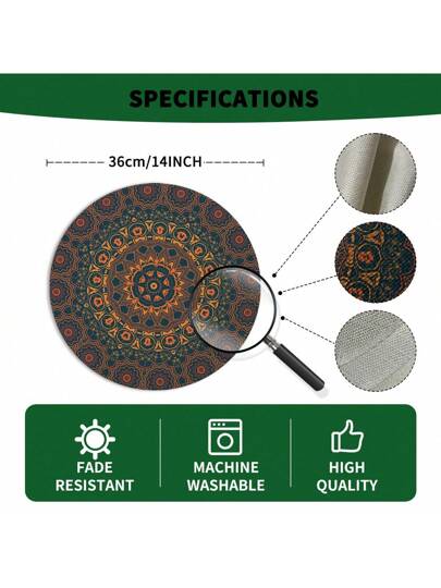 1/2/4 قطع من الشراشف الكتانية المائدة المستديرة، ديكور طبيعي للمائدة في المطبخ والمنزل
