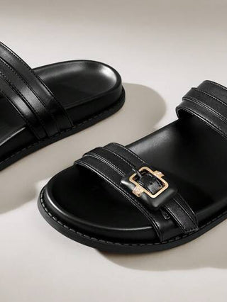 Solecia نعال شاطئ شبشب قاعدة سميكة أسود عطلة ، للنساء'