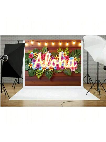 1 قطعة خلفية التصوير لحفلة الصيف، ألواح خشبية بطراز ريفي بتصميم أوراق النخيل الاستوائية، متعددة الاستخدامات بدون حاجة للكهرباء، مناسبة لأحداث الشاطئ الهاواي والحفلات والزفاف، خلفية ديكور بانر من الفينيل