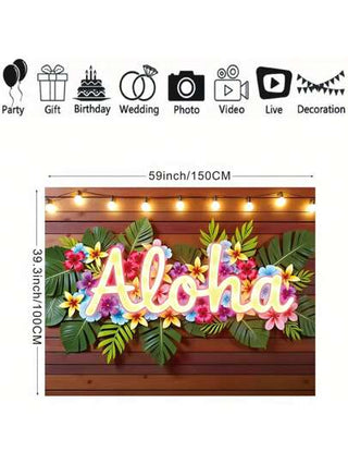 1 قطعة خلفية التصوير لحفلة الصيف، ألواح خشبية بطراز ريفي بتصميم أوراق النخيل الاستوائية، متعددة الاستخدامات بدون حاجة للكهرباء، مناسبة لأحداث الشاطئ الهاواي والحفلات والزفاف، خلفية ديكور بانر من الفينيل