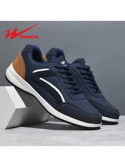 STARNOVO حذاء رياضي بنجمتين، أحذية الجري الرجالية - بطانة من نسيج تنفس مطاطي مانع الانزلاق، لون أزرق/أبيض منخفض القدم بتصميم انزلاق - أحذية رياضية وكاجوال مناسبة لجميع المواسم، كمال الأجسام، الجري، الأنشطة الرياضية، أحذية سلسة، أسطح مقاومة، أحذية تدريبات