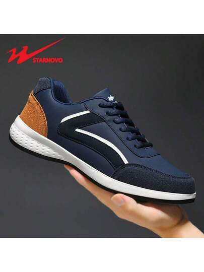 STARNOVO حذاء رياضي بنجمتين، أحذية الجري الرجالية - بطانة من نسيج تنفس مطاطي مانع الانزلاق، لون أزرق/أبيض منخفض القدم بتصميم انزلاق - أحذية رياضية وكاجوال مناسبة لجميع المواسم، كمال الأجسام، الجري، الأنشطة الرياضية، أحذية سلسة، أسطح مقاومة، أحذية تدريبات