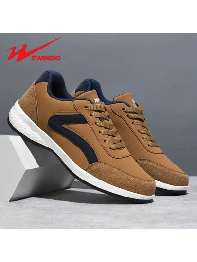 STARNOVO أحذية رياضية رجالية - بطانة قابلة للتنفس وقاعدة مطاطية مانعة للانزلاق، بتصميم سهل الارتداء باللونين البني والأسود بأعلى منخفض - أحذية كاجوال ورياضية للاستخدام اليومي والجيم والجري والنشاط البدني، أحذية ناعمة وقوية الأطراف وملائمة لهواة اللياقة ال
