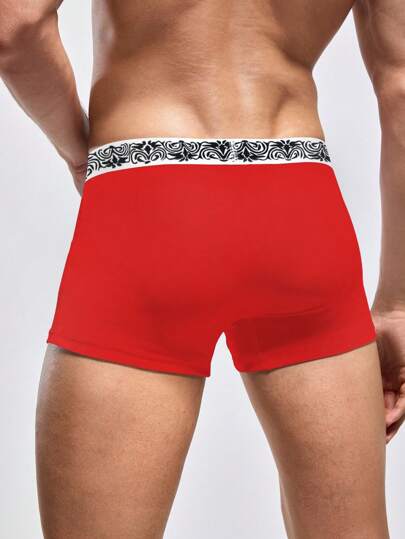 Manfinity سروال داخلي للرجال متين مطبوع بنقوش زهرية مريح للارتداء الكاجوال