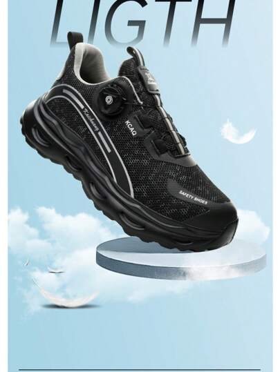 أحذية أمان للرجال مع أصابع قدم من الصلب، مضادة للثقب، مضادة للكسر، قابلة للتنفس، خفيفة الوزن، مناسبة لمواقع البناء، أحذية حماية أمان