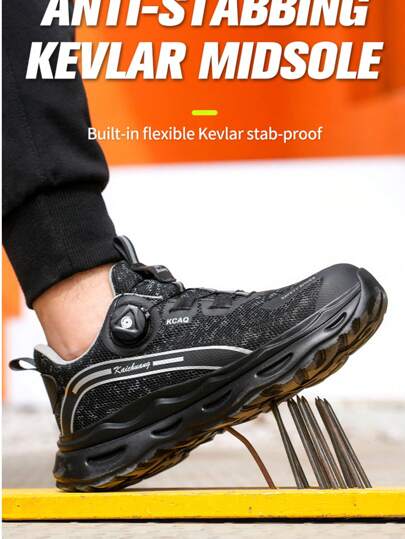 أحذية أمان للرجال مع أصابع قدم من الصلب، مضادة للثقب، مضادة للكسر، قابلة للتنفس، خفيفة الوزن، مناسبة لمواقع البناء، أحذية حماية أمان
