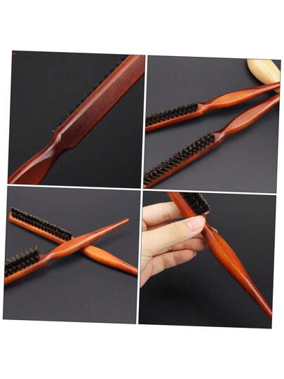 فرشاة خشبية فاخرة الملمس، تصميم هندسي آرجونومي، مشط تجعيد الشعر، تدليك فروة الرأس، لصنع تصفيفات الشعر، مناسبة للعائلة والأصدقاء من جميع أنواع الشعر