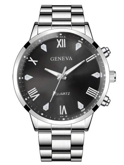 مجموعة ساعة الكوارتز الفاخرة المكونة من 4 قطع للرجال - قلادة قلم ذهبي، سوار، خاتم، ساعة من الفولاذ المقاوم للصدأ، متينة ومريحة، مناسبة للأنشطة اليومية والرياضية - هدية مثالية