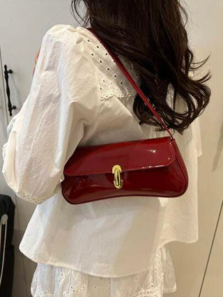 حقيبة كتف واحدة مزينة بغطاء جلد زائف مشرب بالزيت من الطراز القديم للنساء مناسبة للمواعدة والخروجات والحفلات