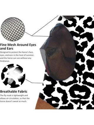(مقاس ام ، ال ) قناع وجه على الطراز الأزياء بنمط الفهد الليكرا، قابل للتنفس ومريح، مكافح للبعوض بتصميم رأس الحصان، ملحقات ركوب