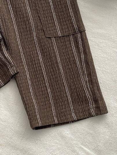 SHEIN Vintaside Kids بناطيل مخطط للأولاد الرضع، متعددة الاستخدامات ومريحة لجميع الفصول، يمكن ارتداؤها مع أي نمط من القمصان